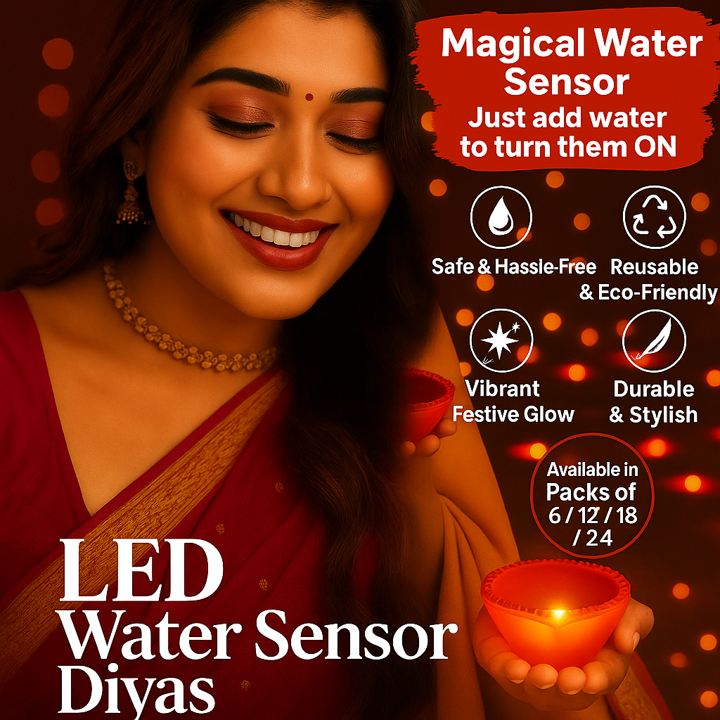 LED Water Sensor Diyas – Ambient Festive Lights (Pack of 6/12/18/24)