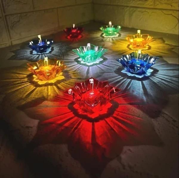 3D Colourful Reflective  Diyas – Reusable Festive Lights (Pack of 4/12/24)