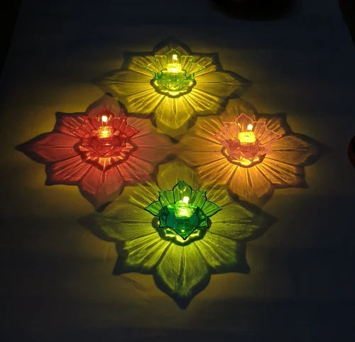 3D Colourful Reflective  Diyas – Reusable Festive Lights (Pack of 4/12/24)